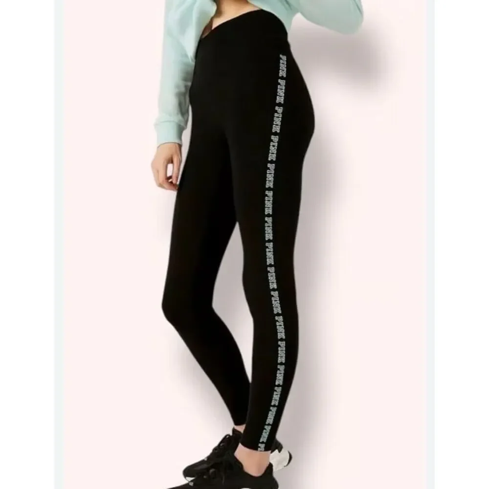 PINK Victoria's Secret Women's Black High Waist 4-Way Stretch Leggings XS NWT‎